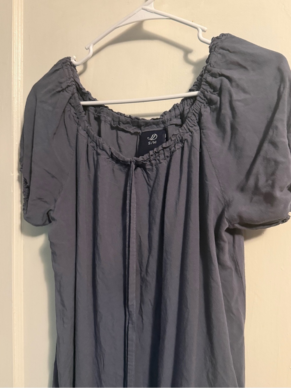 Peasant Blouse with Gathered Neckline - Slate Blue